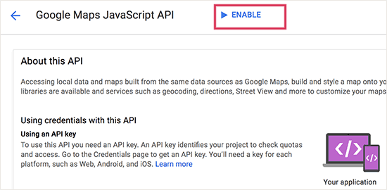 Kích hoạt API JavaScript