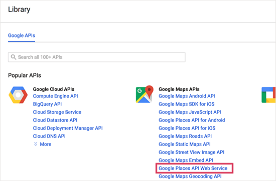 Chọn API Google Địa điểm