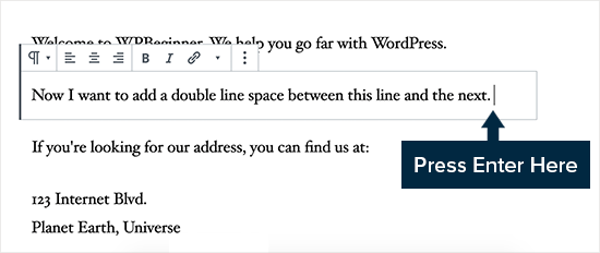 Thêm khoảng cách dòng đôi trong WordPress