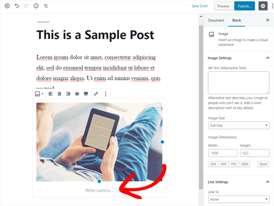 Add Caption to Image in WordPress post
