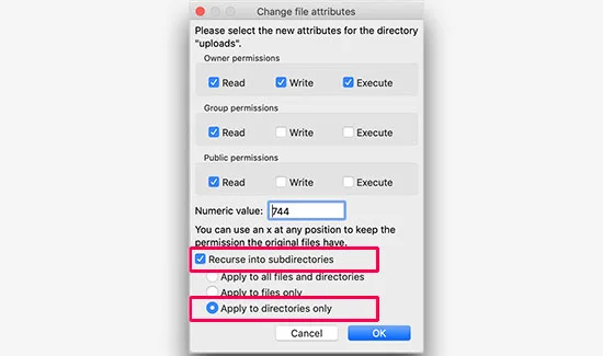 Change folder permissions