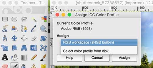Gán hồ sơ màu trong GIMP