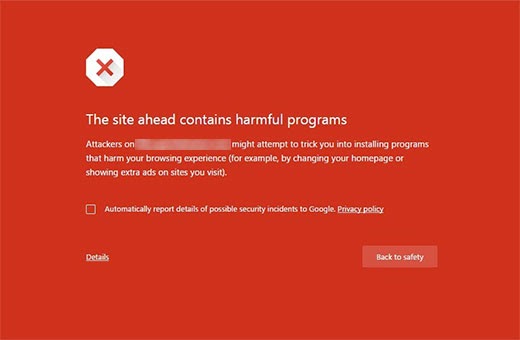 Trang web này chứa lỗi chương trình có hại trong Google Chrome