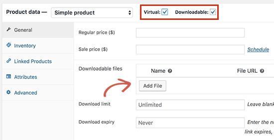 Adding a downloadable product in WooCommerce