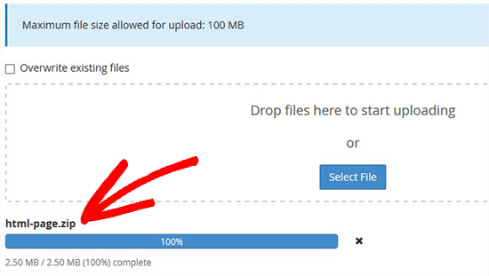 Upload Zipped Template File