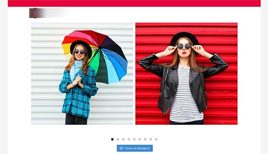 Shoppable Instagram feed carousel layout