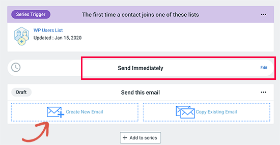 Select when to send email and create email