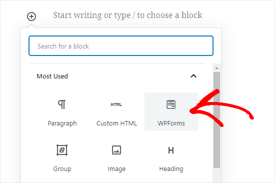 Adding a form to your page using the block editor (Gutenberg)