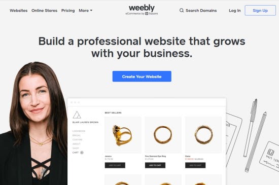 Trang web nền tảng eCommere của Weebly