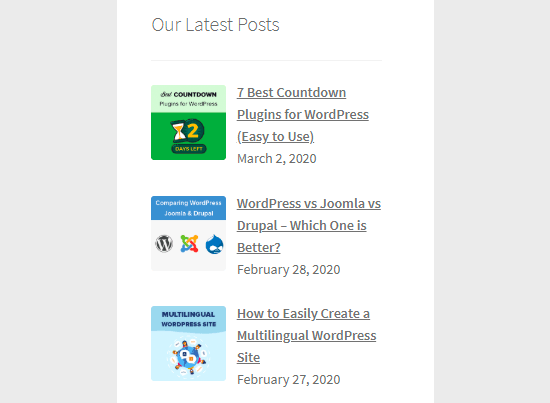 Display Recent Posts in Sidebar