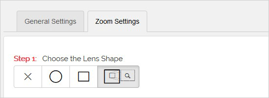 Select Zoom Lens Shape