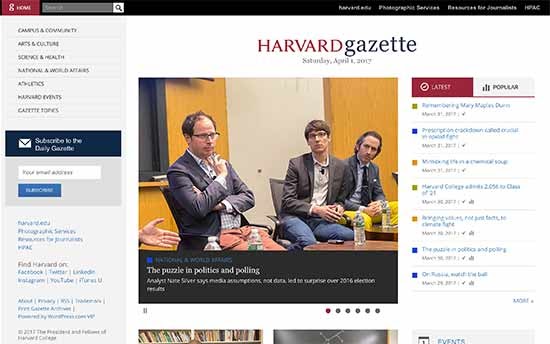 Harvard Gazette Online