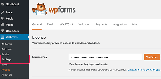 Giấy phép WPForms