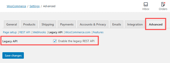Bật API REST kế thừa nâng cao trong WooCommerce để bạn có thể kết nối với Printful