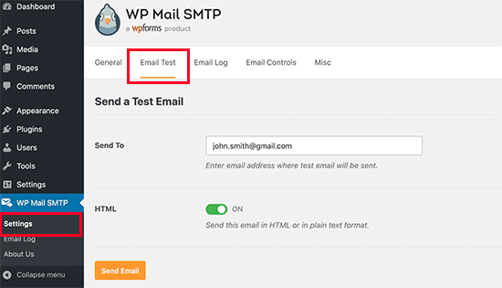 Kiểm tra email WordPress bằng WP Mail SMTP