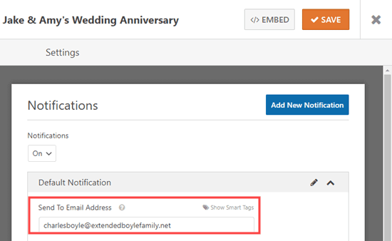 Thay đổi địa chỉ email Gửi tới cho biểu mẫu RSVP của bạn