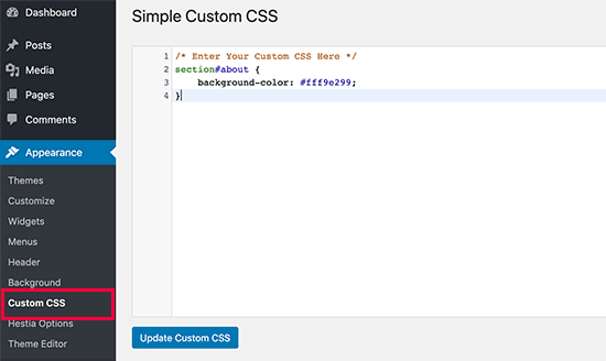 CSS tùy chỉnh đơn giản